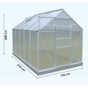 Serre de jardin 6,03m² en aluminium et polycarbonate + base - Habrita