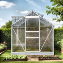 Serre de jardin 6,03m² en aluminium et polycarbonate + base - Habrita