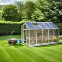 Serre de jardin 6,03m² en aluminium et polycarbonate + base - Habrita