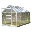 Serre de jardin 6,03m² en aluminium et polycarbonate + base - Habrita