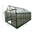 Serre de jardin 10,37m² verte en polycarbonate 6mm + base - Habrita