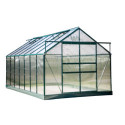 Serre de jardin 10,37m² verte en polycarbonate 6mm + base - Habrita