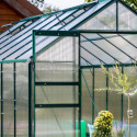 Serre de jardin 10,37m² verte en polycarbonate 6mm + base - Habrita