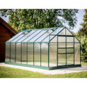 Serre de jardin 10,37m² verte en polycarbonate 6mm + base - Habrita