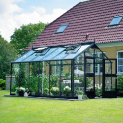 Serre de jardin 10,9m² anthracite et verre trempé Premium – Juliana