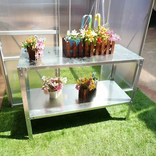 Table de préparation 2 niveaux pour serre de jardin