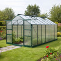 Serre de jardin 13,2m² verte polycarbonate 4mm + embase Green Protect