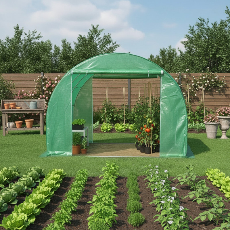 Serre tunnel 3x3m film 200gr/m² hauteur 2,25m Green Protect