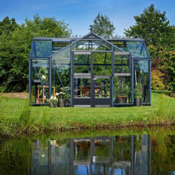 Serre Orangery anthracite en verre trempé 15,1m² Juliana