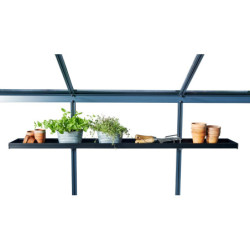 Etagère en aluminium laqué noir 15x141cm pour serre de jardin Juliana