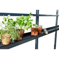 Etagère en aluminium laqué noir 15x213cm pour serre de jardin Juliana
