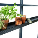 Etagère en aluminium laqué noir 15x213cm pour serre de jardin Juliana
