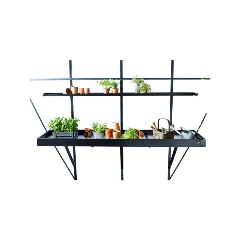 Etagère large en aluminium laqué noir 52x141cm Juliana