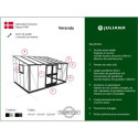 Serre Veranda aluminium anthracite et verre trempé 4,4m² Juliana	