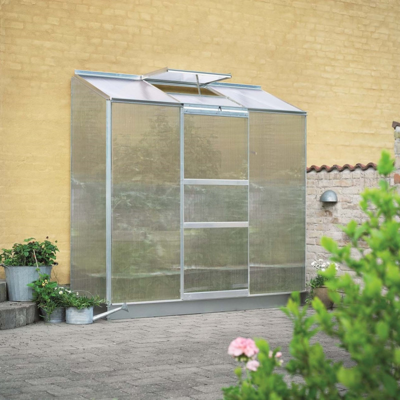 Serre adossée 1,33m² alu et polycarbonate 6mm Altan Halls