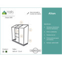 Serre adossée 1,33m² alu et polycarbonate 6mm Altan Halls