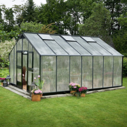 Serre anthracite 18,8m² en polycarbonate 10mm Gardener - Juliana