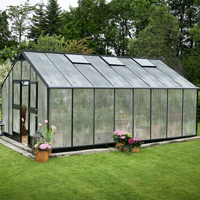 Serre anthracite 21,4m² en polycarbonate 10mm Gartner - Juliana
