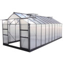 Serre de jardin 16,9m² anthracite en polycarbonate 4mm + embase Green Protect