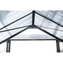 Serre de jardin 16,9m² anthracite en polycarbonate 4mm + embase Green Protect