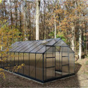 Serre de jardin 16,9m² anthracite en polycarbonate 4mm + embase Green Protect