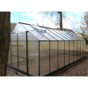Serre de jardin 16,9m² anthracite en polycarbonate 4mm + embase Green Protect