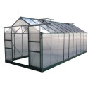 Serre de jardin 15,03m² anthracite PC 4mm + embase Green Protect