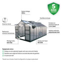 Serre de jardin 15,03m² verte PC 4mm + embase Green Protect