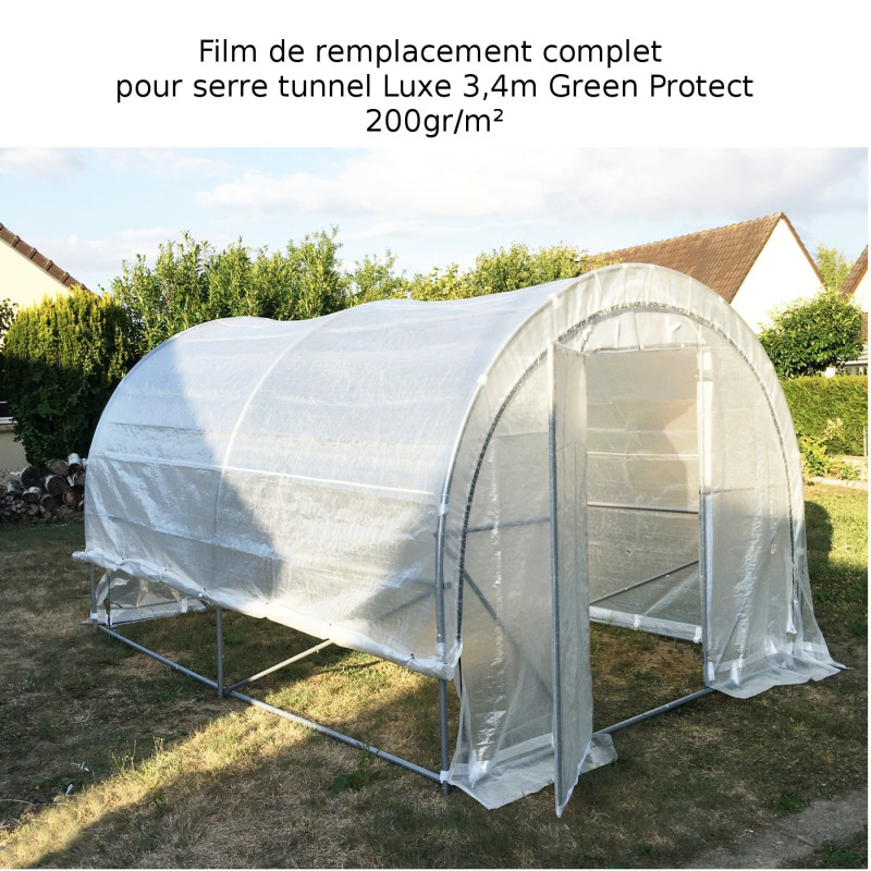 Couverture complète pour serre tunnel Luxe 3x4m film 200gr/m² hauteur 2,4m Green Protect