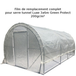 Couverture complète pour serre tunnel Luxe 3x6m film 200gr/m² hauteur 2,4m Green Protect