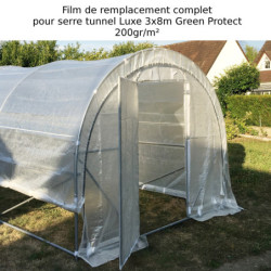 Couverture complète pour serre tunnel Luxe 3x8m film 200gr/m² hauteur 2,4m Green Protect