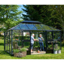 Serre anthracite GRAND OASE 13m² aluminium et verre trempé 3mm Juliana