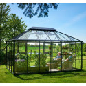 Serre anthracite GRAND OASE 13m² aluminium et verre trempé 3mm Juliana