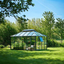 Serre anthracite GRAND OASE 13m² aluminium et verre trempé 3mm Juliana