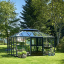 Serre anthracite GRAND OASE 13m² aluminium et verre trempé 3mm Juliana