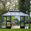 Serre anthracite GRAND OASE 13m² aluminium et verre trempé 3mm Juliana