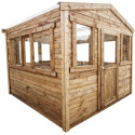 Serre de jardin en bois 28mm traité marron 9m² - Gardy Shelter