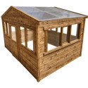 Serre de jardin en bois madriers 28mm traité marron 12m² - Gardy Shelter