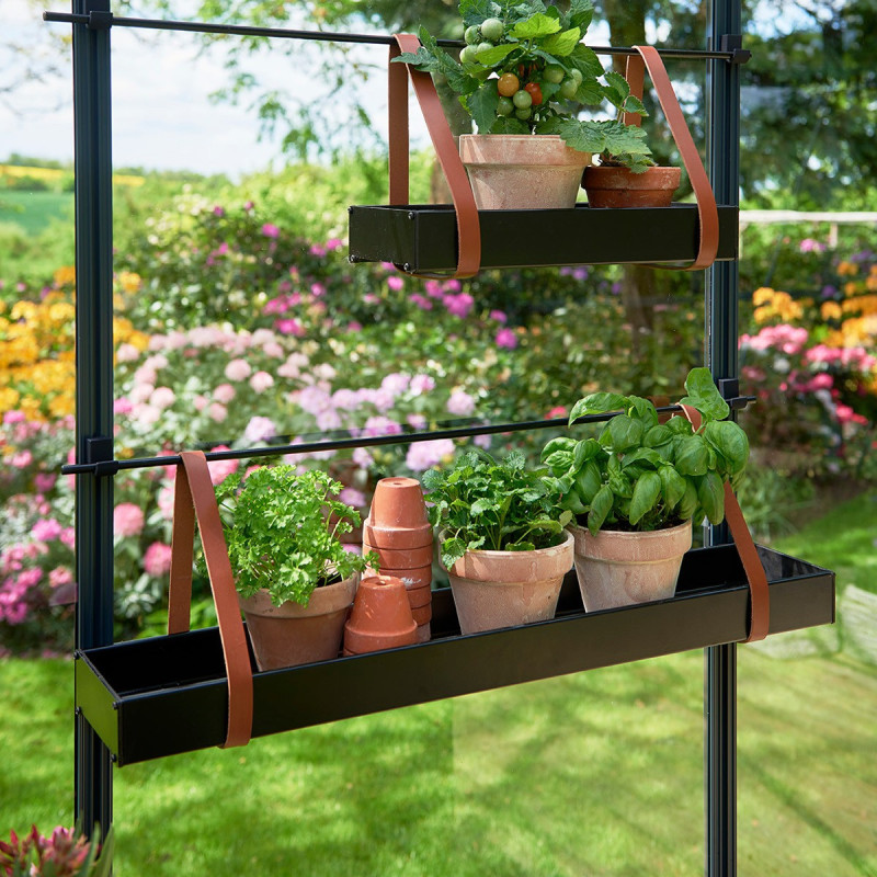 Jardinière déplaçable suspendue en aluminium laqué noir 760mm – Juliana