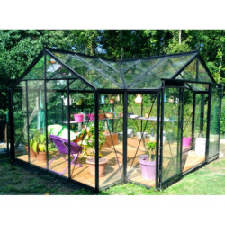Orangerie La serre d’Hélène 15,79m² aluminium et verre trempé 4mm avec embase – ACD Prestige Live
