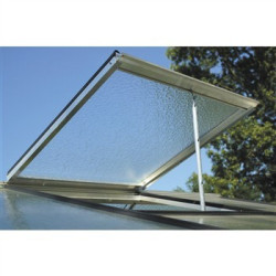 Lucarne de ventilation avec cadre en aluminium et verre martelé pour serres ACD