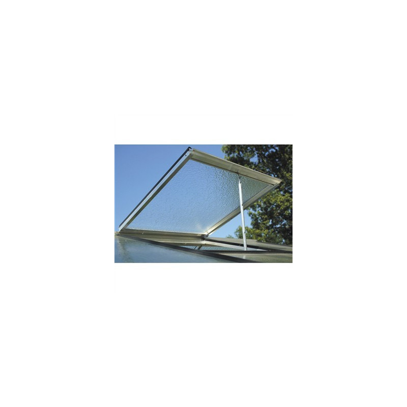 Lucarne de ventilation avec cadre en aluminium et verre martelé pour serres ACD