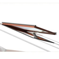Lucarne de ventilation avec cadre en aluminium laqué RAL et verre martelé pour serres ACD