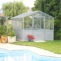 Serre de jardin Classique sur embase 2,75x4,55m en verre trempé - Lams