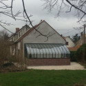 Serre adossée Harmonie Chambord sur muret 2,8x3,8m en verre trempé - Lams