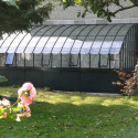Serre adossée Harmonie Chambord sur embase 2,8x4,55m en verre trempé - Lams