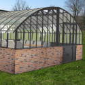 Serre Harmonie Amboise en aluminium et verre trempé 4mm sur muret 5,6x4,55 - Lams