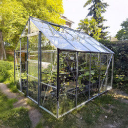Serre Carvi Merkur 8,10m² en aluminium naturel et verre trempé 3mm + embase incluse - Natura Lams