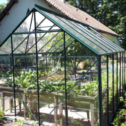 Serre de jardin 8,10m² en aluminium laqué et verre trempé Merkur - Lams