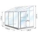 Serre Melissa Ida 4,9m² en aluminium naturel et verre trempé 3mm + embase incluse – Natura Lams